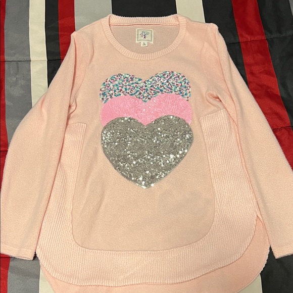 Other - Pink Heart Sequin Knit Top - Kids